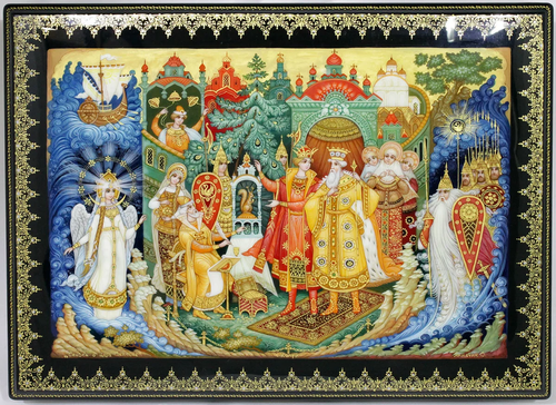 Палехская шкатулка "Сказка о царе Салтане"