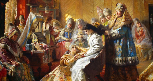 Фрагмент картины К.Маковского "Под венец"